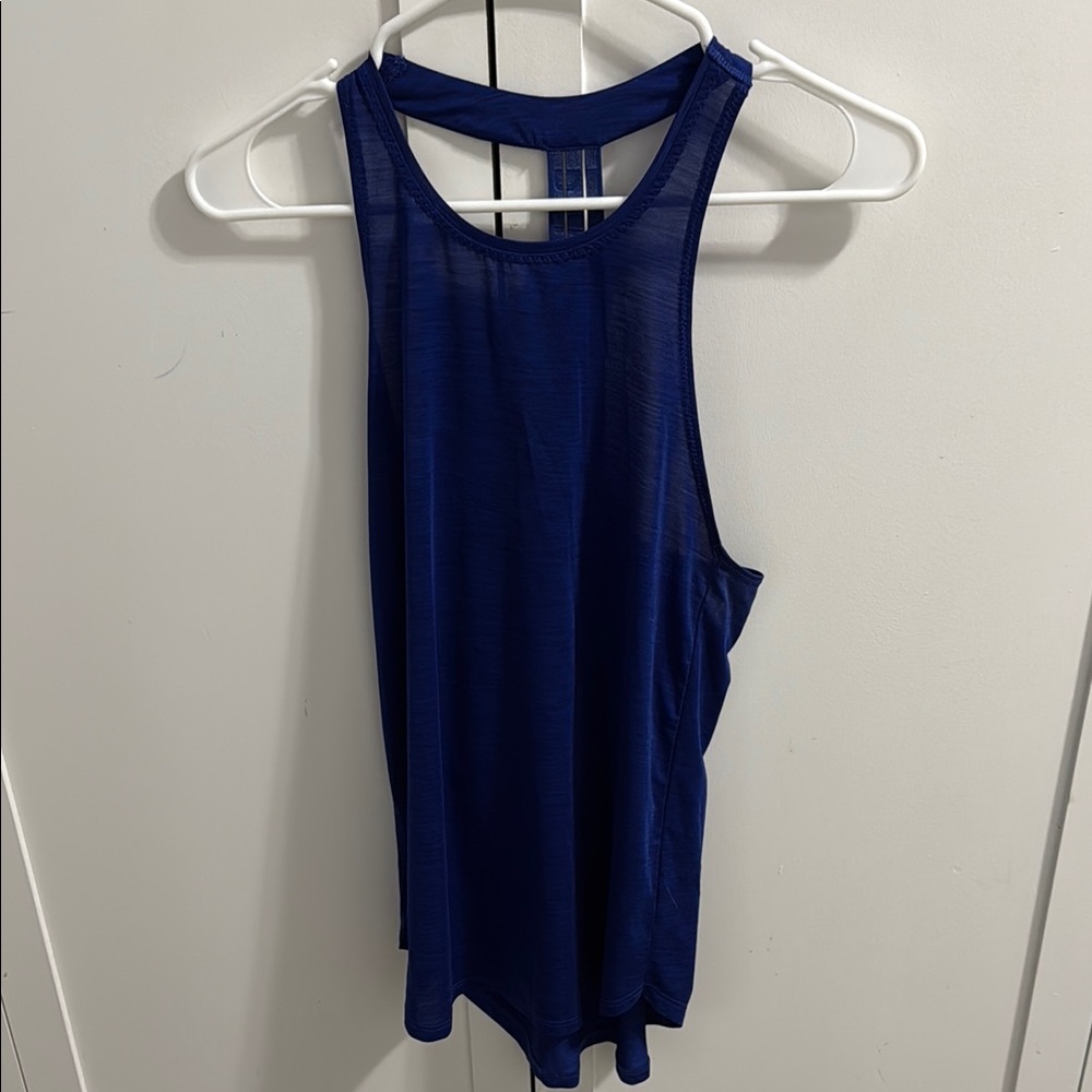 Athleta Blue Backless Sleeveless Racer Back Tank Top